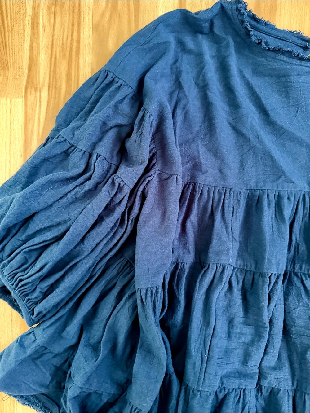 Free People Navy Blue Tiered Peasant Blouse - Picture 2 of 4